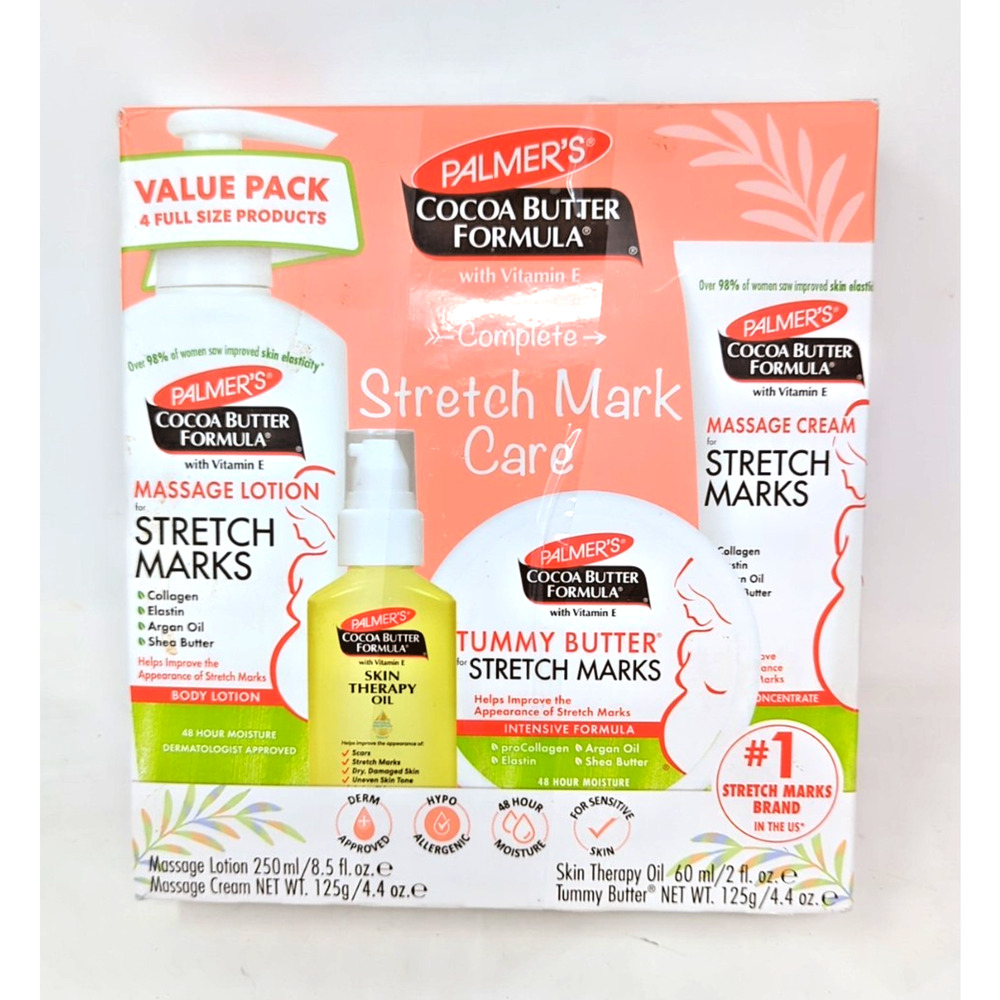 NEW Palmers Cocoa Butter Formula Stretch Mark Care Set Pack of 4 massage lotion